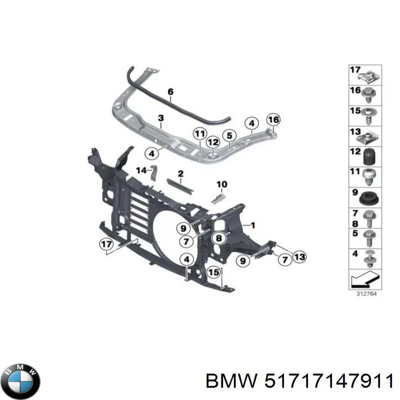 Верхняя рамка радиатора 51717147911 BMW