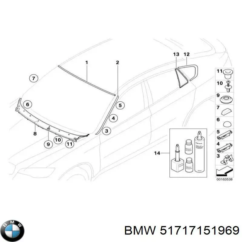 Решетка дворников на BMW X6 (E71) купить.