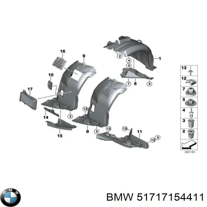 51717154411 BMW подкрылок крыла переднего левый задний