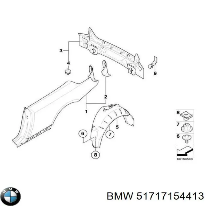 Купить 51717154413 BMW Подкрылок задний левый
