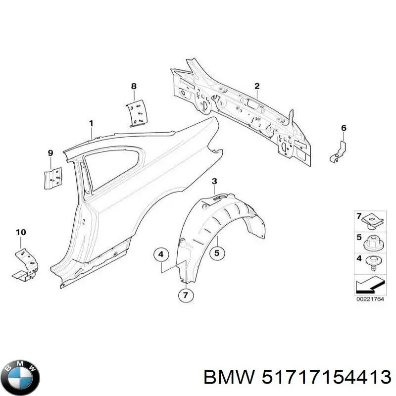 Подкрылок задний левый BMW 51717154413 цена, от 24.27 USD