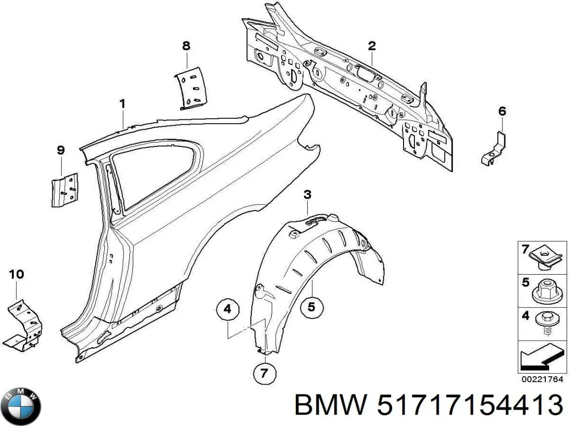 Подкрылок задний левый 51717154413 BMW