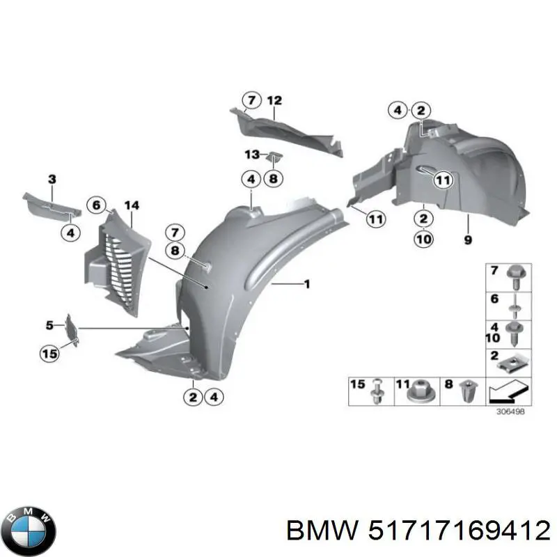 Guarda-barras direito dianteiro do pára-lama dianteiro para BMW X5 (E70)