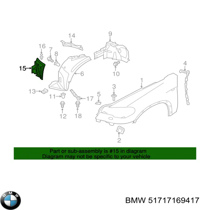 Купить 51717169417 BMW Лючок подкрылка переднего левого
