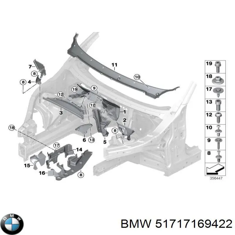 Купить 7169422 BMW Перегородка моторного отсека