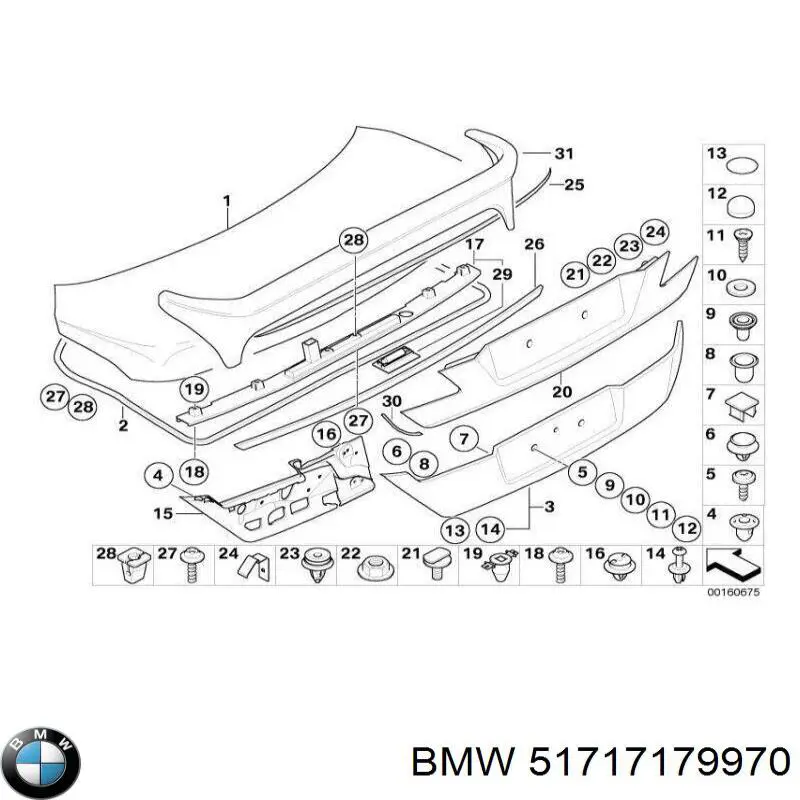 Уплотнитель крышки багажника BMW 51717179970