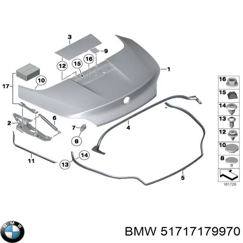 Купить 51717179970 BMW Прокладочная резинка багажника