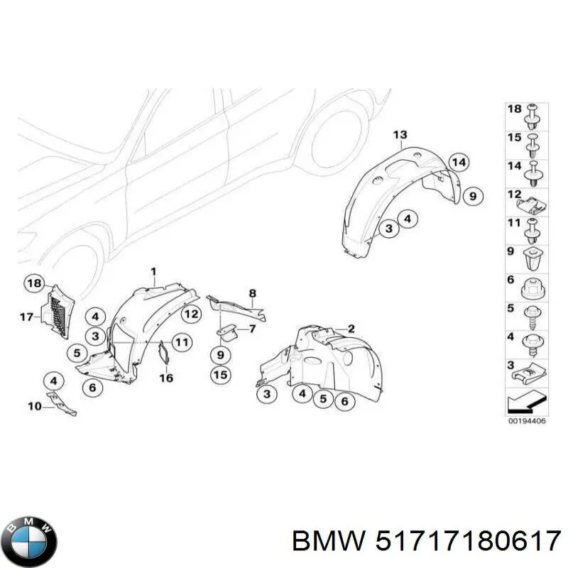 Guarda-barras esquerdo dianteiro do pára-lama dianteiro para BMW X6 (E71)