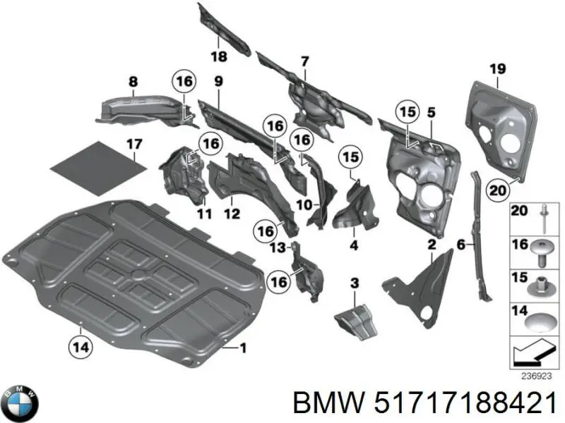 Шумоизоляция моторного щита BMW 51717188421 цена, от 5.93 USD