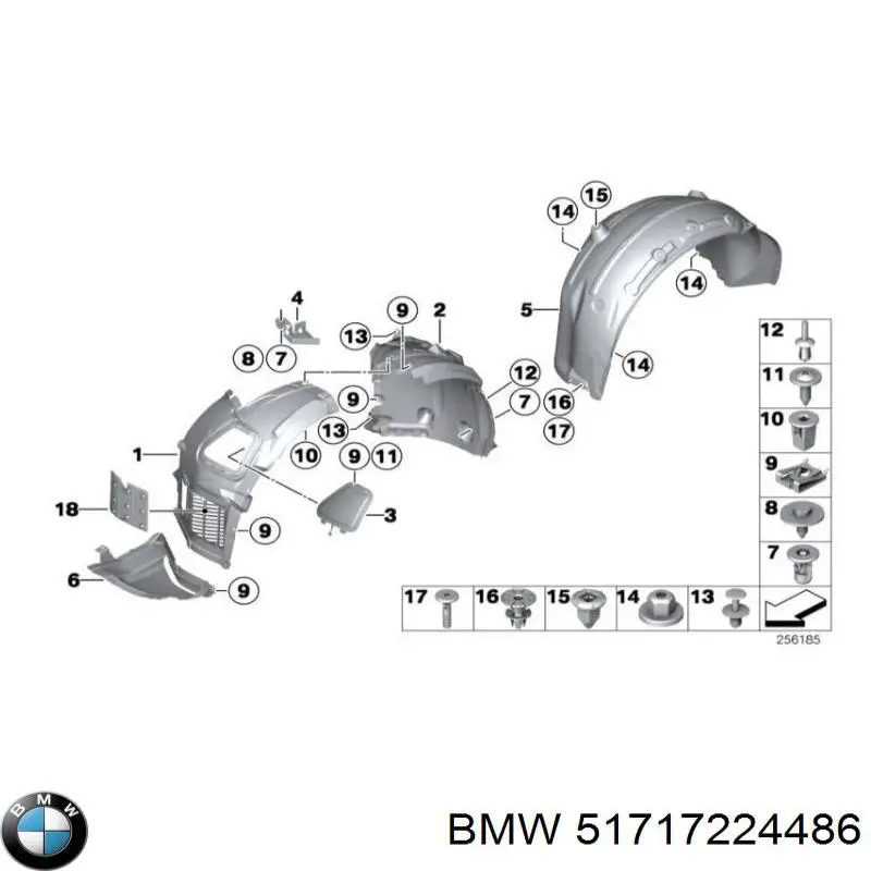 Подкрылок крыла переднего правый задний 51717224486 BMW