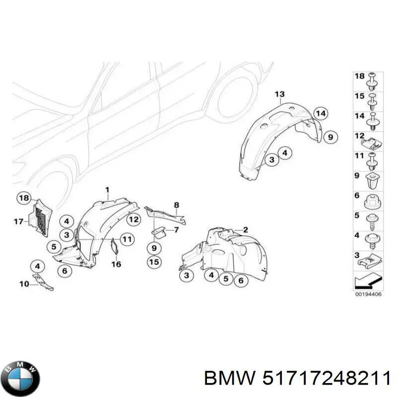 Подкрылок задний левый BMW 51717248211 цена, от 49.46 USD