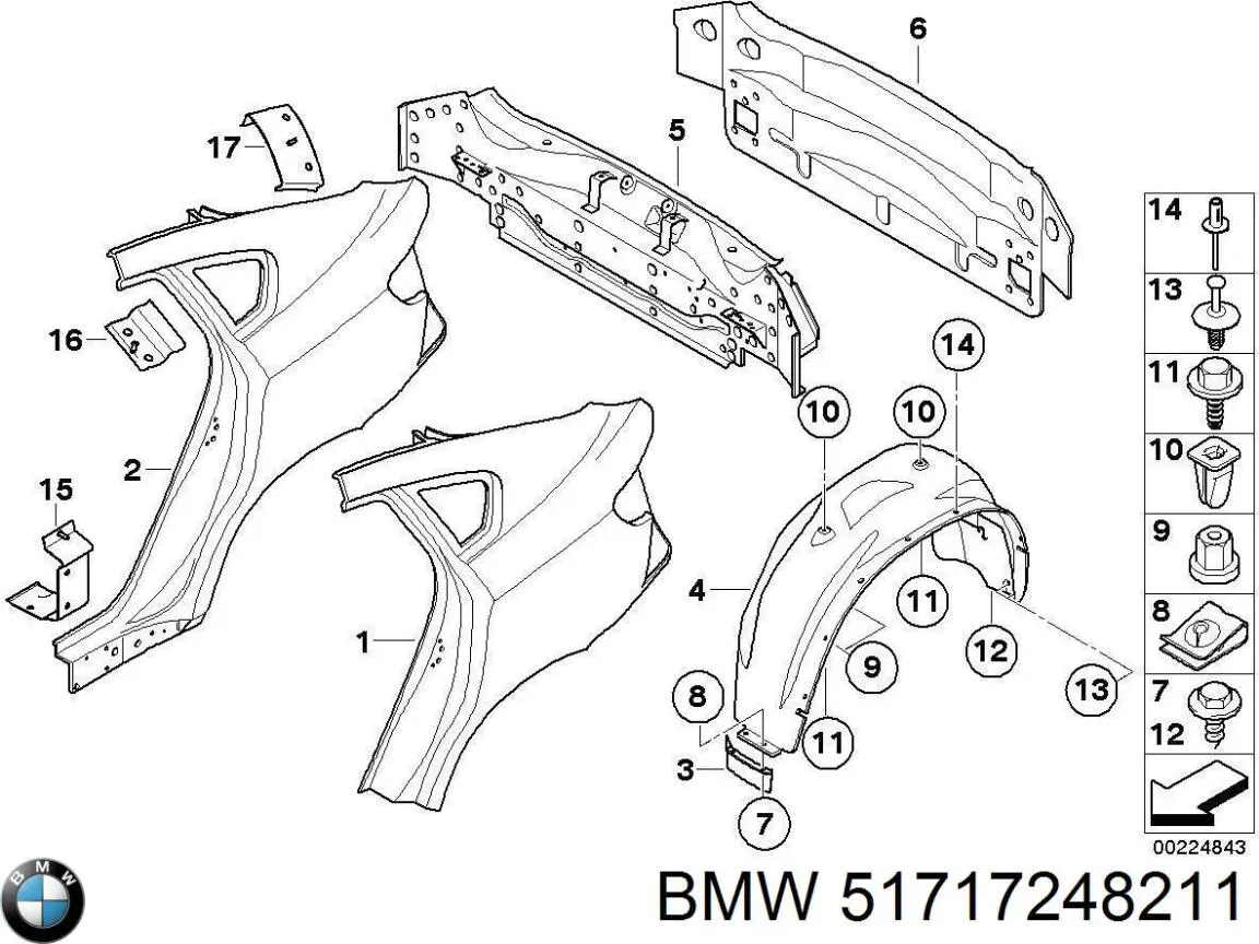 Guarda-barras do pára-lama traseiro esquerdo para BMW X6 (E71)