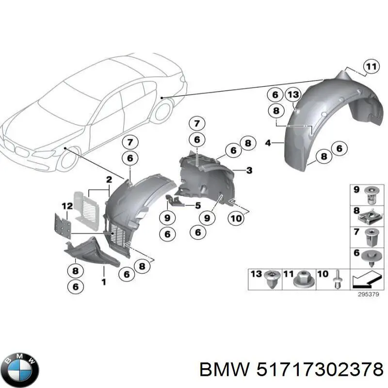 Подкрылок крыла переднего правый передний 51717302378 BMW