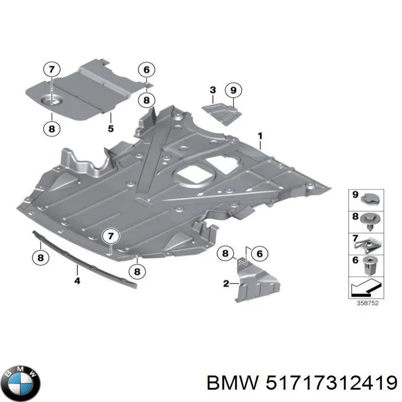Подкрылок крыла переднего левый задний BMW 51717312419 цена, от 24.07 USD