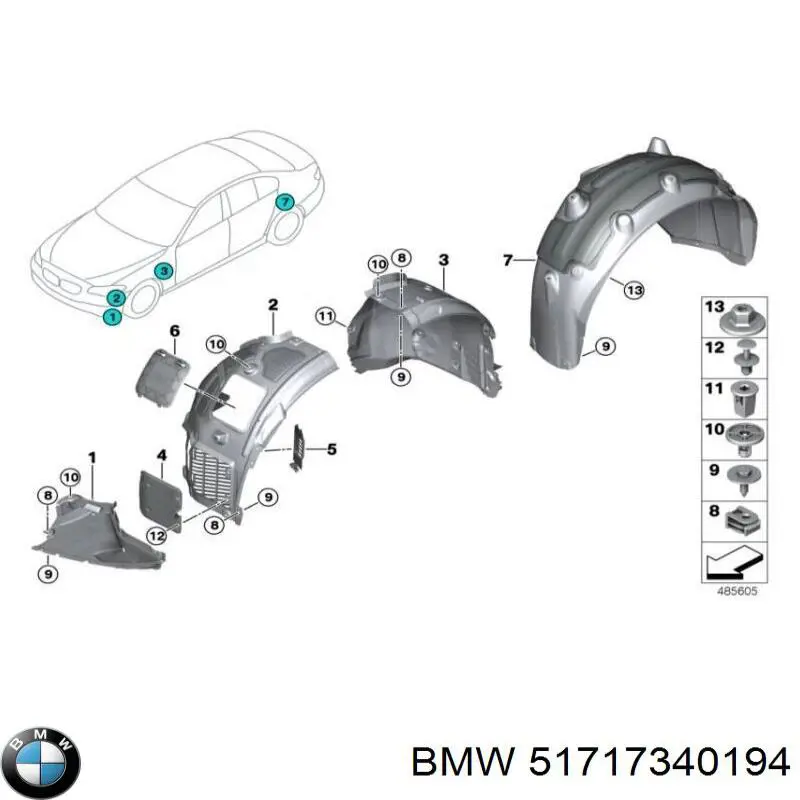 Подкрылок крыла переднего правый передний на BMW 7 (G11, G12) купить.