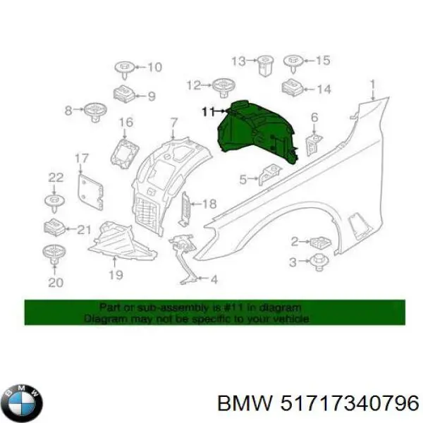 51717340796 BMW подкрылок крыла переднего правый задний