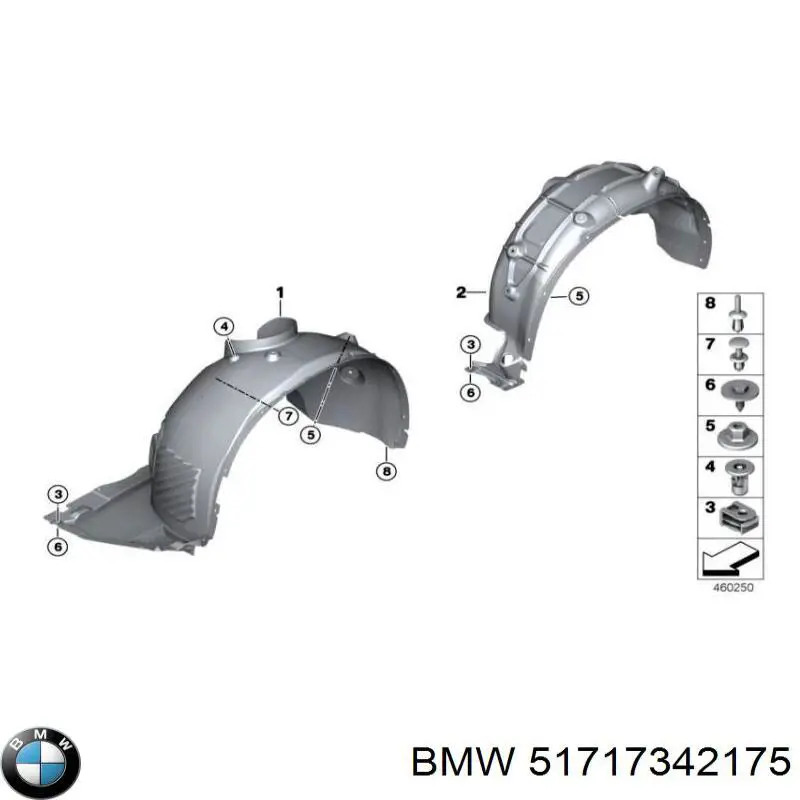 51717342175 BMW guarda-barras esquerdo do pára-lama dianteiro