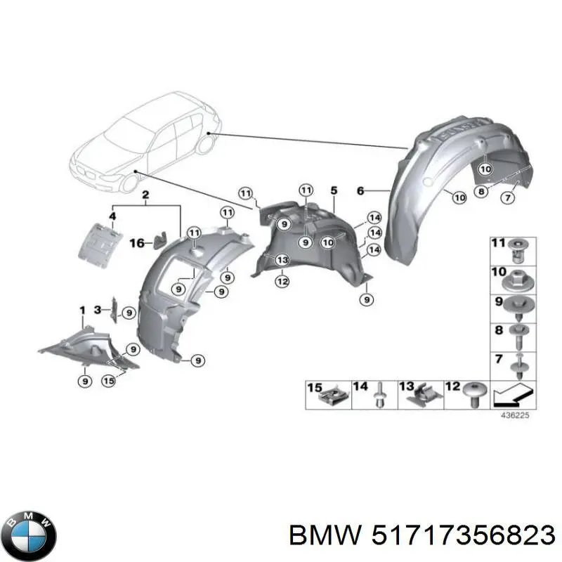 51717356823 BMW подкрылок крыла переднего левый задний