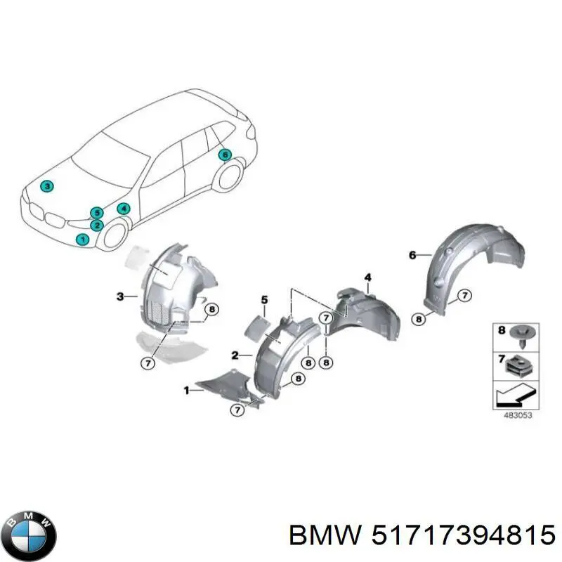 Guarda-barras esquerdo traseiro do pára-lama dianteiro para BMW X4 (G02, F98)