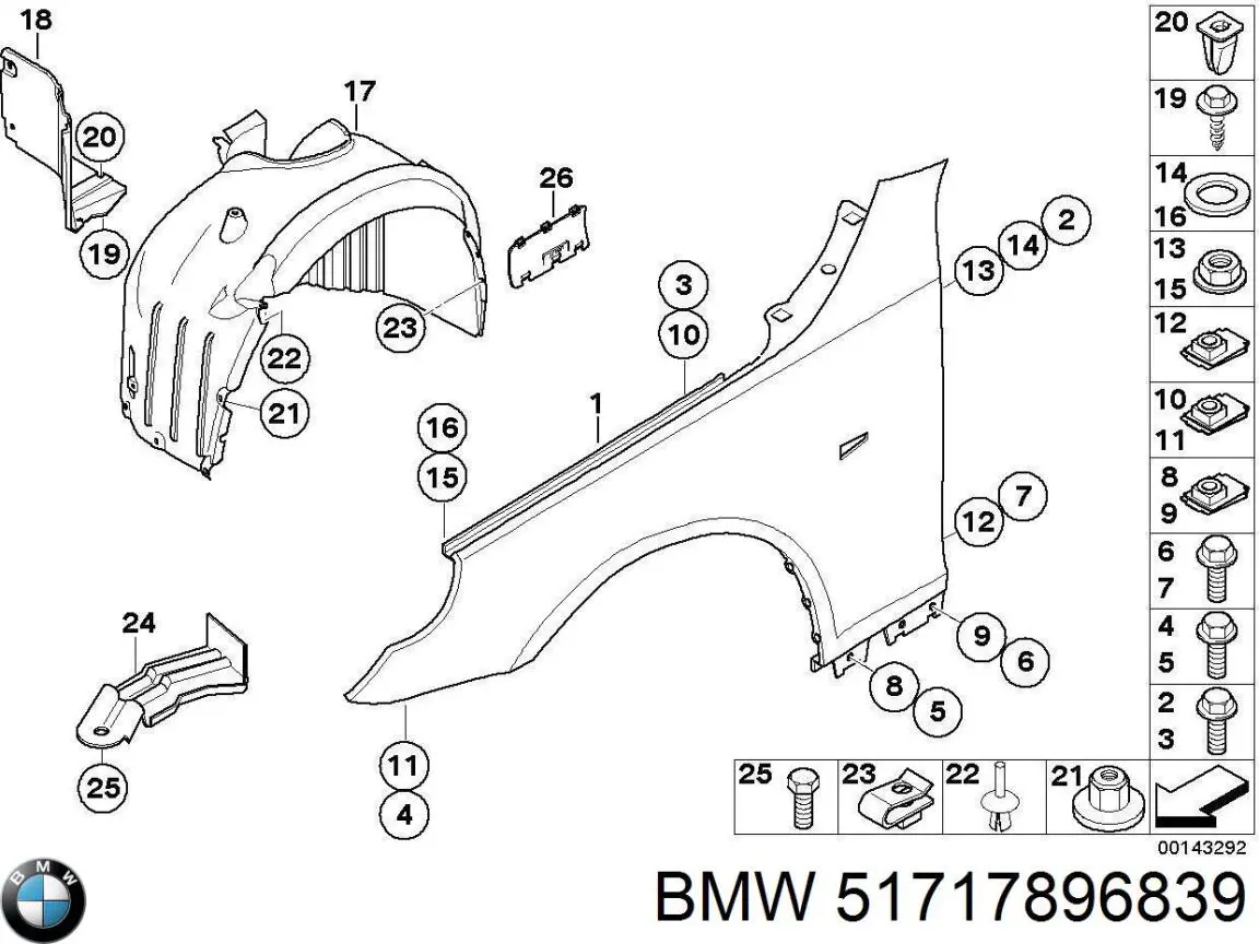 Подкрылок передний левый 51717896839 Market (OEM)