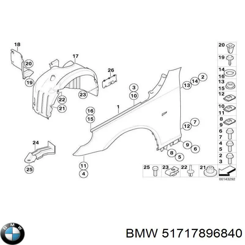 51717896840 BMW подкрылок крыла переднего правый