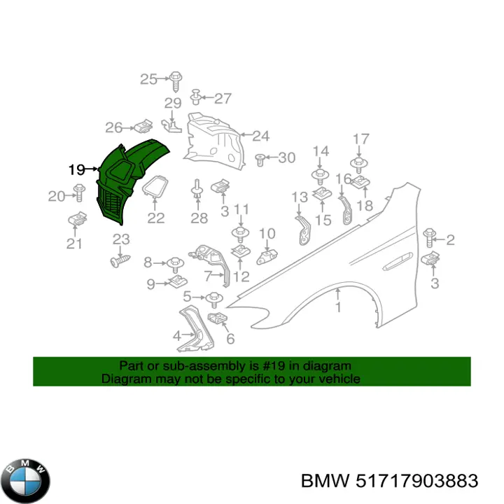 Подкрылок крыла переднего левый передний BMW 51717903883 цена, от 76.02 USD