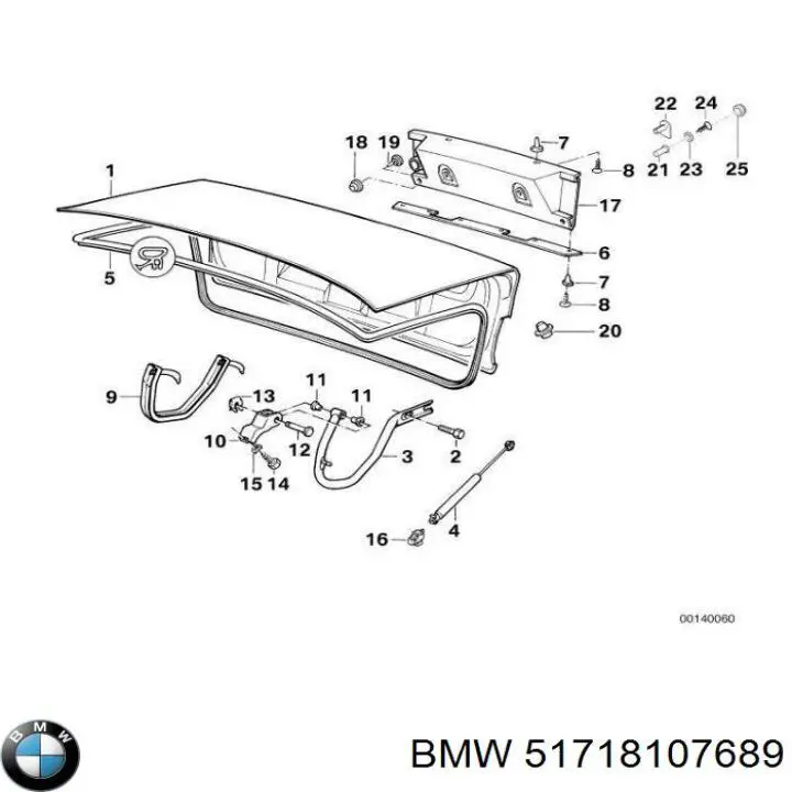 Уплотнитель багажника (двери 3/5-й задней) 51718107689 BMW