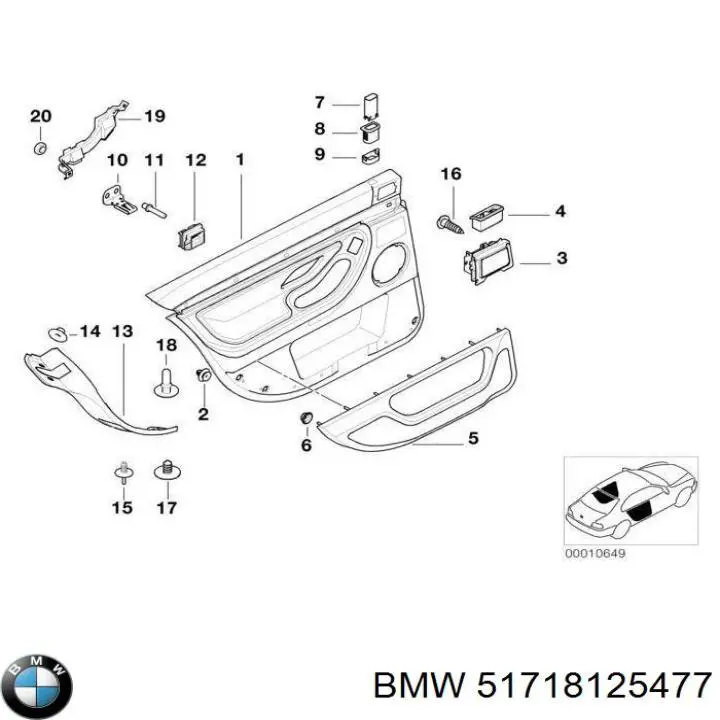 Rejilla de limpiaparabrisas 51718125477 BMW