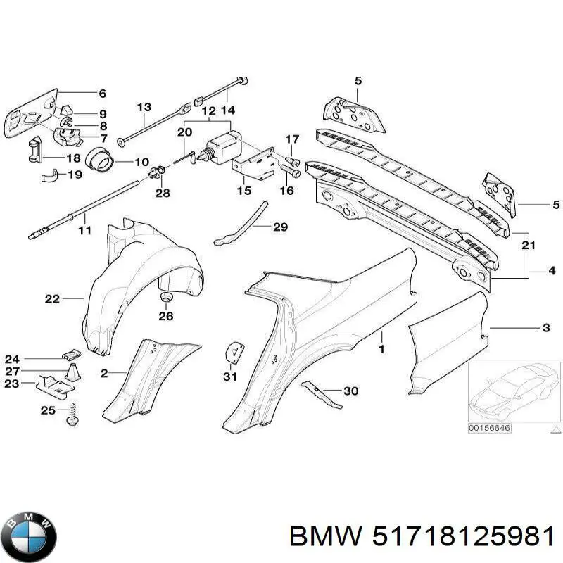 Купить 51718125981 BMW Подкрылок задний левый