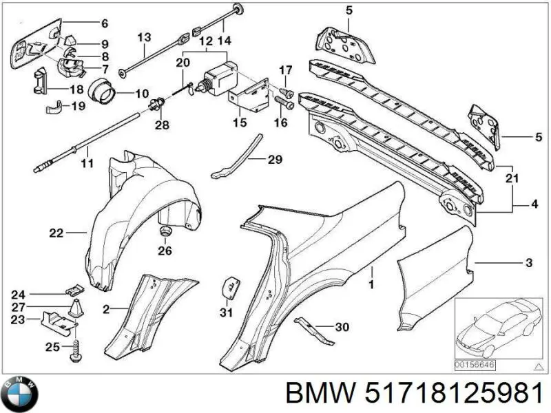 Подкрылок крыла заднего левый на BMW 7 (E32) купить.