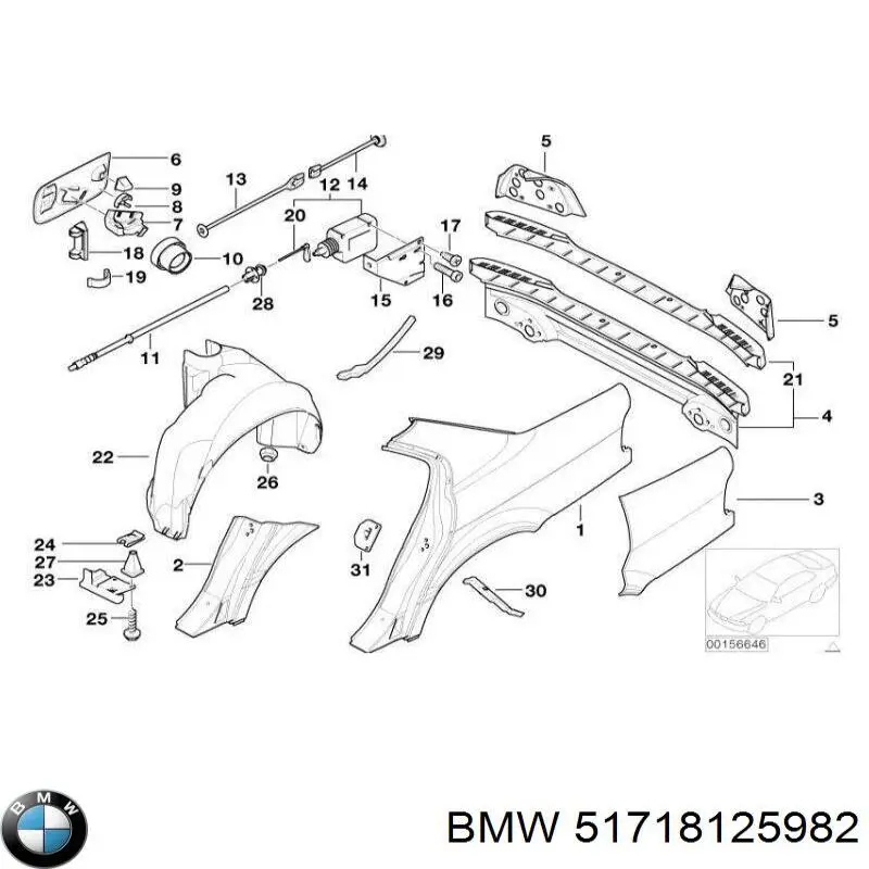 Подкрылок крыла заднего правый на BMW 7 (E32) купить.