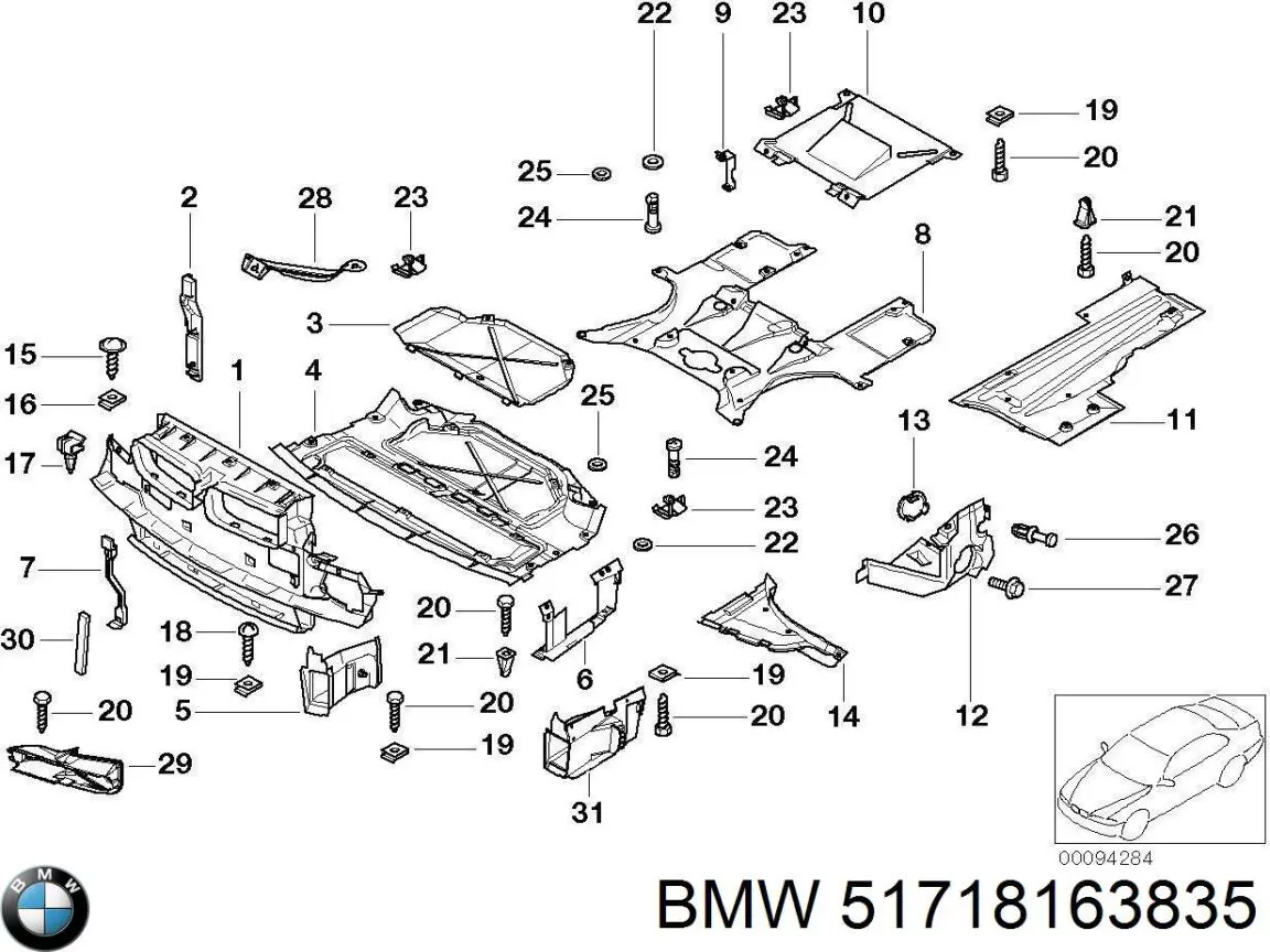 51718163835 BMW Защита двигателя левая
