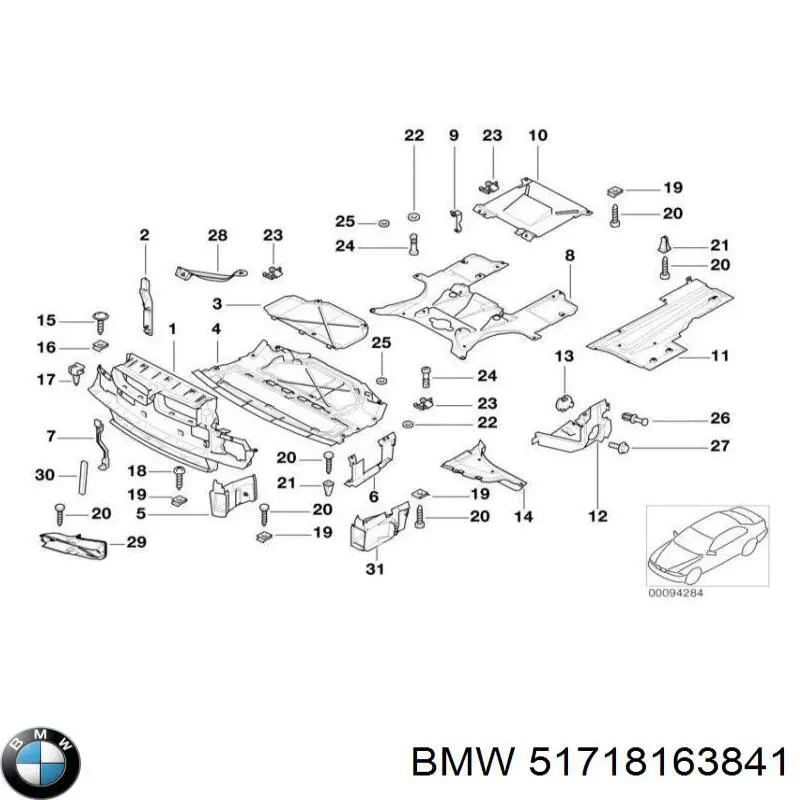 51718163841 BMW Защита днища левая