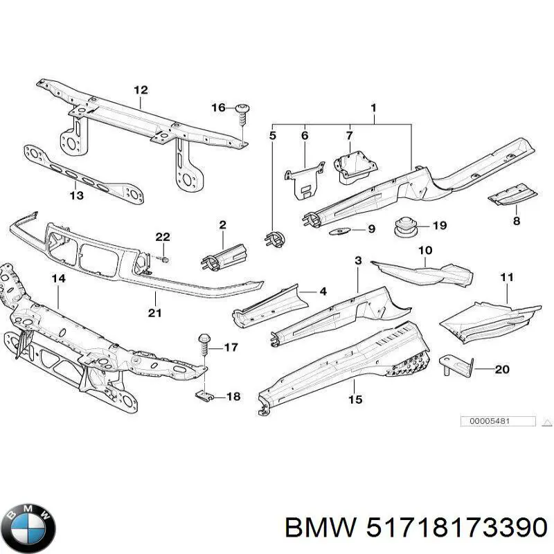 Суппорт радиатора нижний 51718173390 BMW