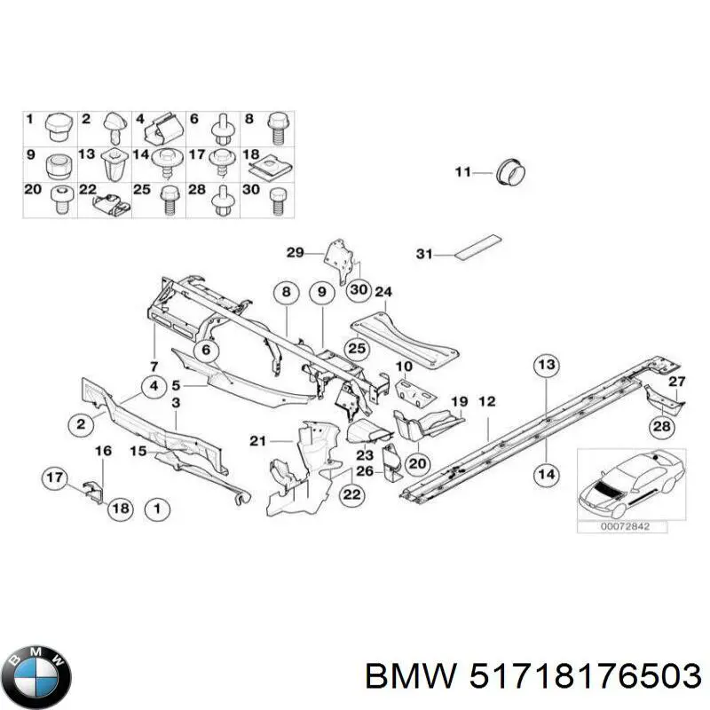 Закладная гайка под саморез 51718176503 BMW