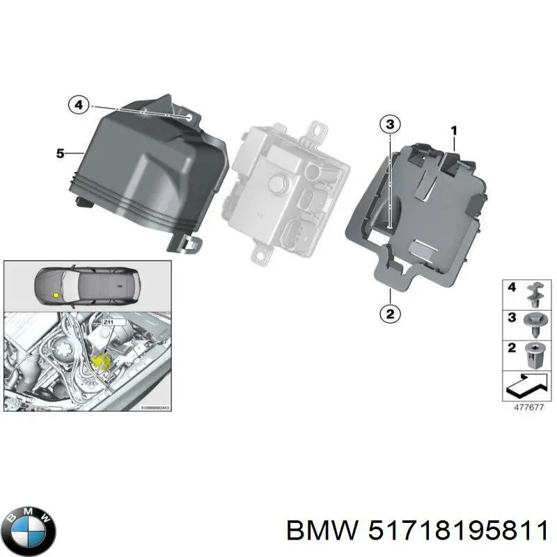 Пистон (клип) крепления решетки радиатора охлаждения BMW 51718195811