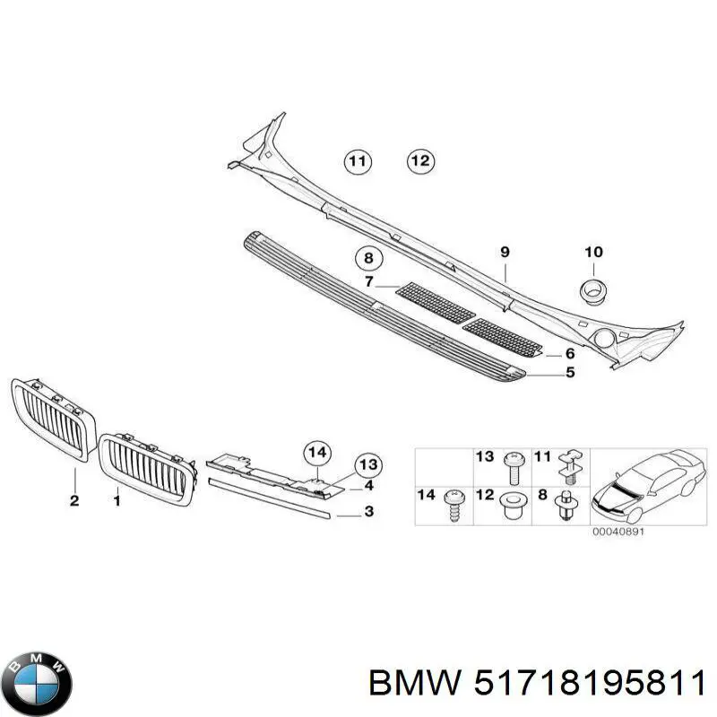 Купить 51718195811 BMW Пистон крепления решетки радиатора