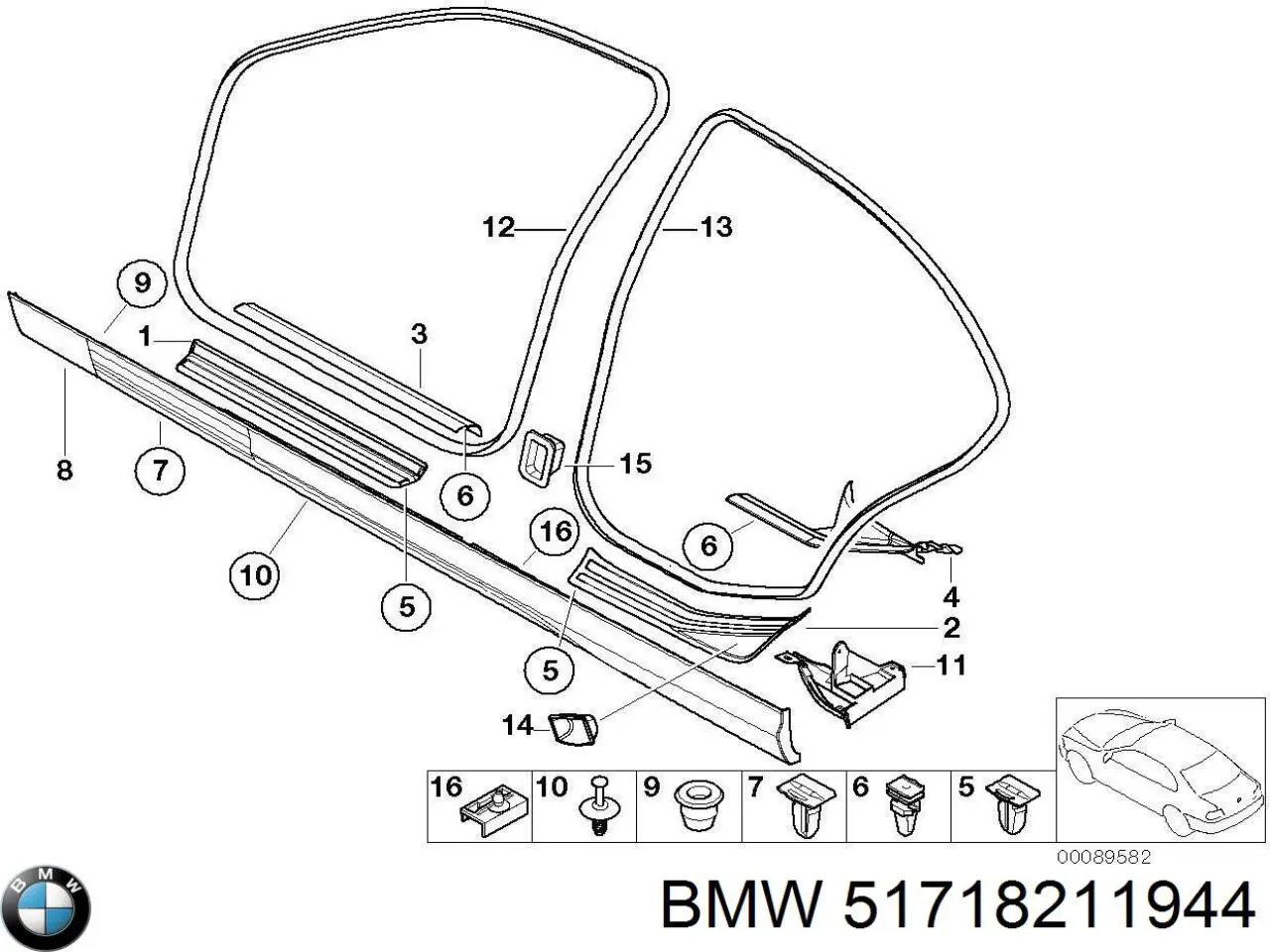 51718211944 BMW Порог наружний правый