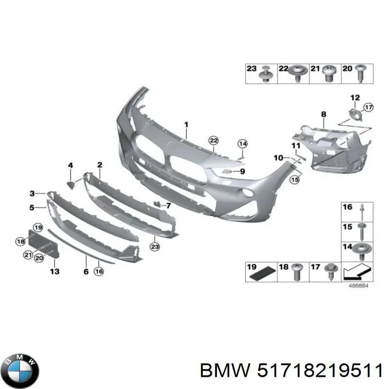 Пистон (клип) крепления подкрылка переднего крыла 51718219511 BMW