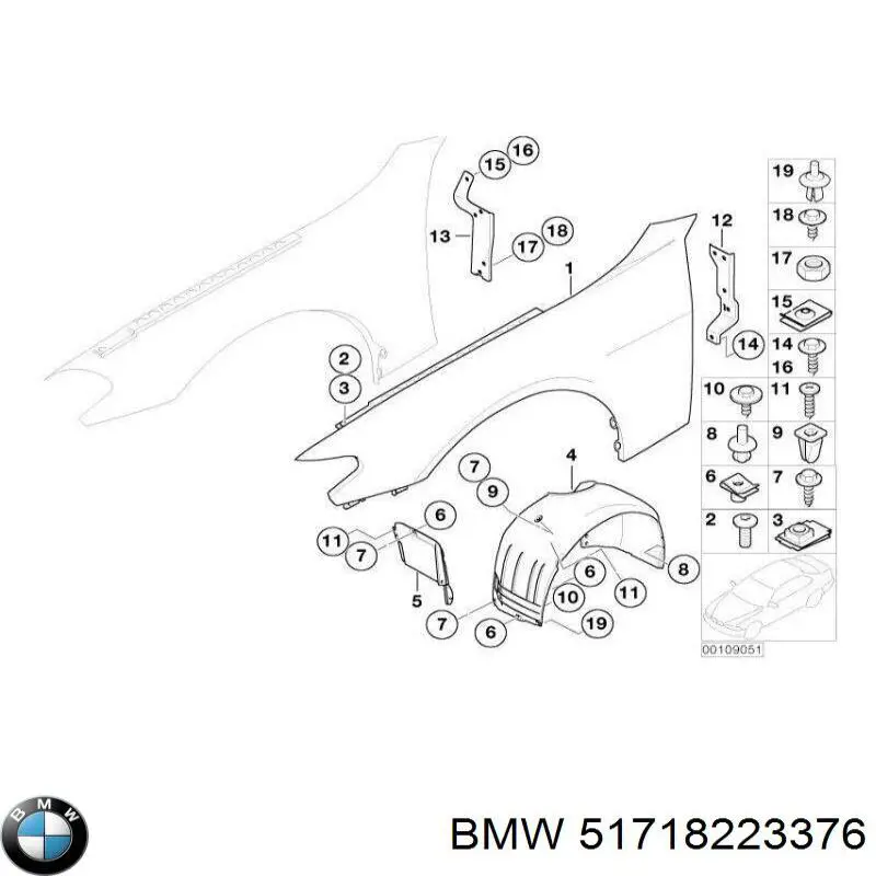 Подкрылок переднего крыла, правый BMW 51718223376