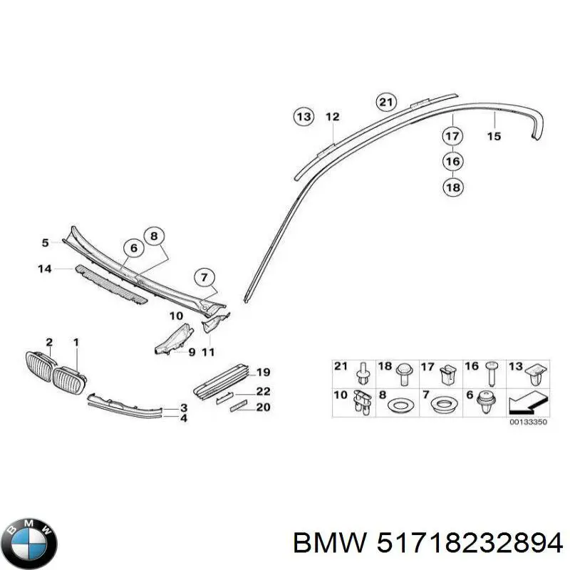 51718232894 BMW Rejilla de limpiaparabrisas original y equivalente