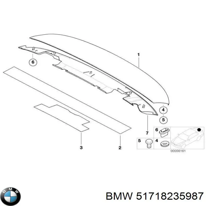 Спойлер крышки багажника BMW 51718235987 цена, от 11.40 USD