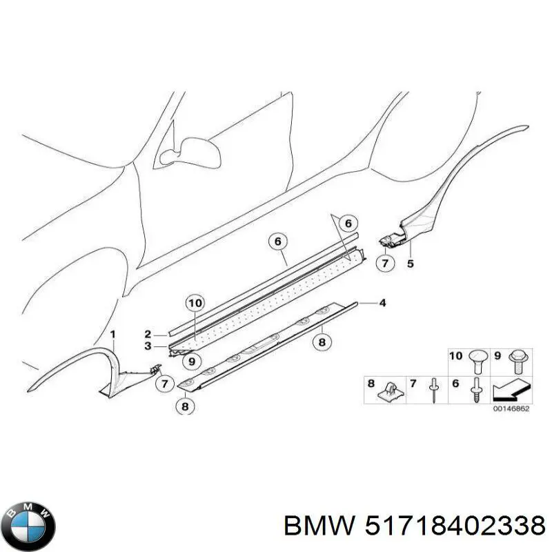 Расширитель (накладка) арки заднего крыла правый BMW 51718402338 цена, от 22.55 USD