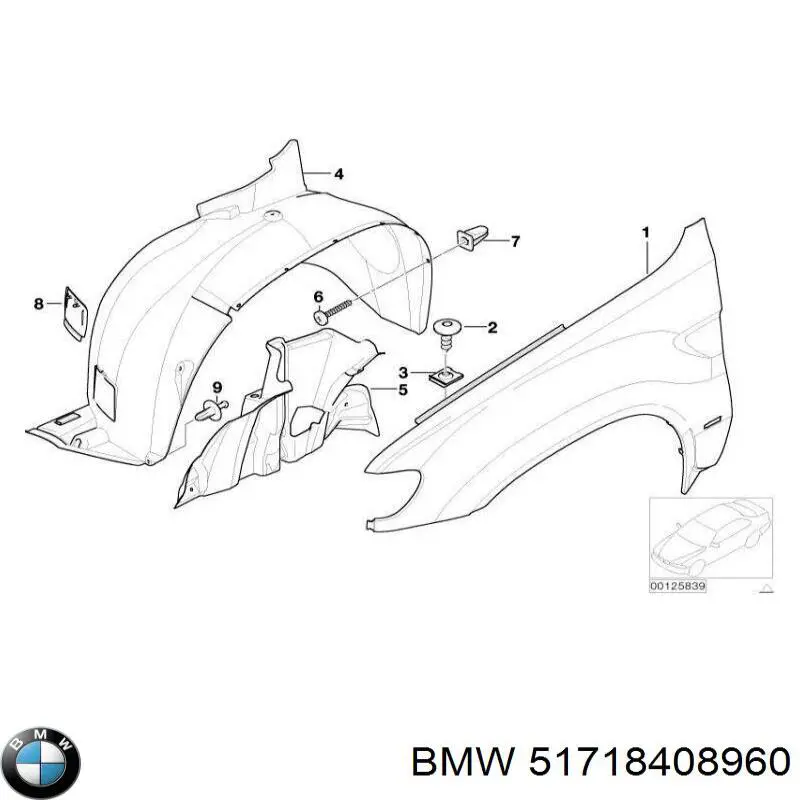 Подкрылок крыла переднего правый передний BMW 51718408960 цена, от 25.42 USD