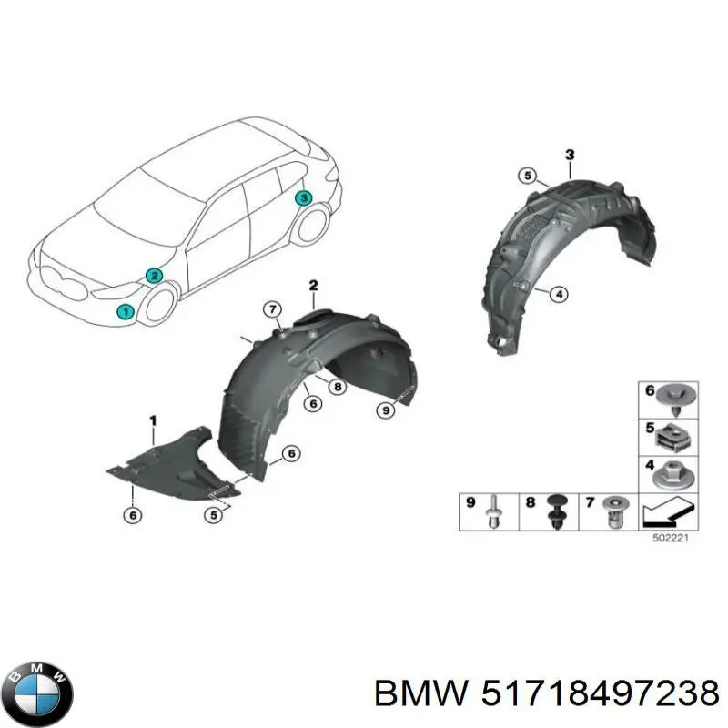 51718497238 BMW Подкрылок переднего крыла, правый передний