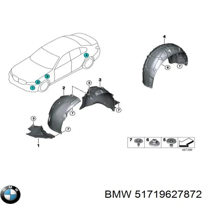 51719627872 BMW Подкрылок крыла заднего правый