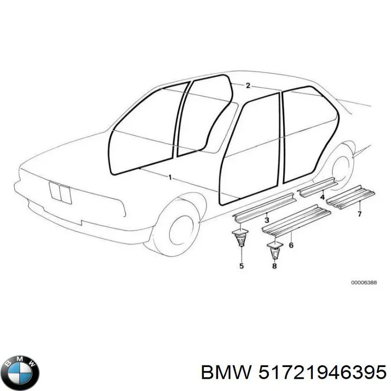 51728137773 BMW Прокладка двери передней, левой (на кузове)