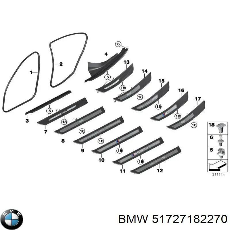 Уплотнитель двери передней (на кузове) на BMW 5 (F11) купить.