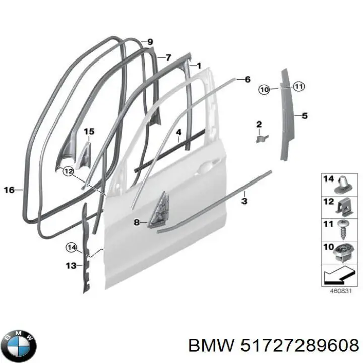 51727289608 BMW уплотнитель двери передней (на кузове)