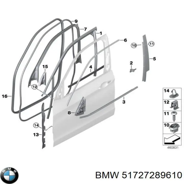 51727289610 BMW уплотнитель двери передней (на кузове)
